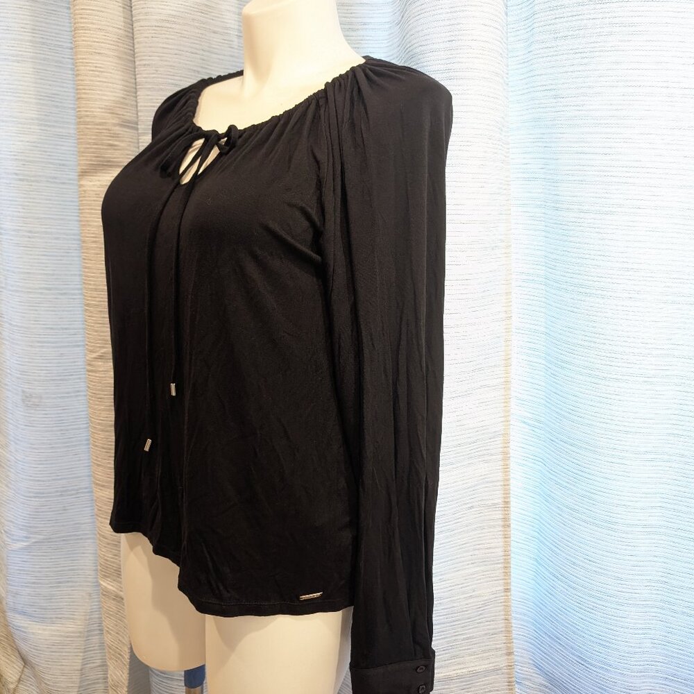 Calvin Klein Black Long Sleeve Peasant Blouse